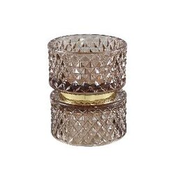 PTMD Asiya Brown glass tealight gold middle