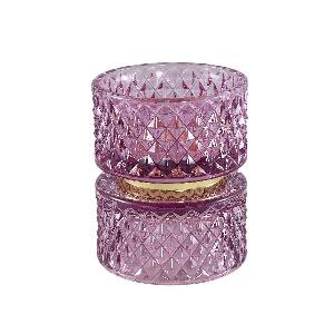 PTMD Asiya Purple glass tealight gold middle