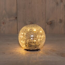Anna's Collection BAL  CRACKLE GLAS OPLAADBAAR 15LED CLASSIC 12CM INCLUSIEF USB KABEL