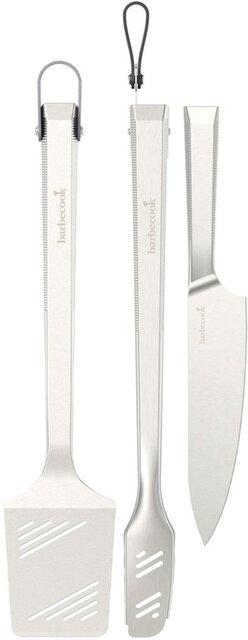 Barbecook Premium set met spatel, chef mes en tang uit rvs 45.7cm