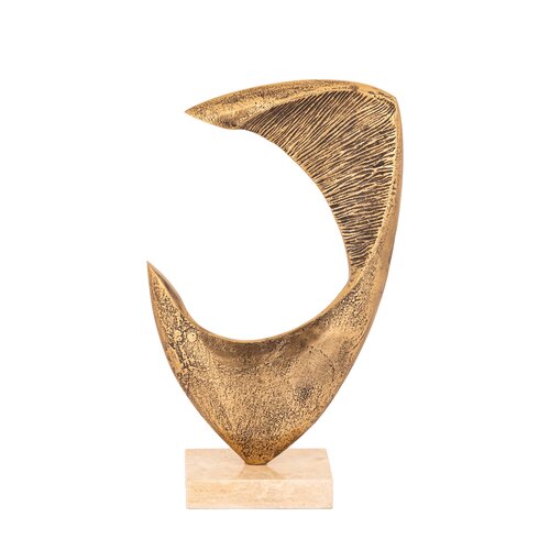 PTMD Bayle Gold casted alu statue on travertine base L - afbeelding 1