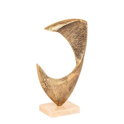 PTMD Bayle Gold casted alu statue on travertine base L - afbeelding 2
