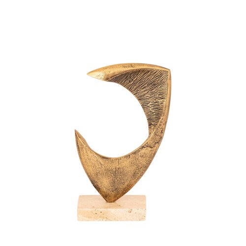 PTMD Bayle Gold casted alu statue on travertine base S - afbeelding 1