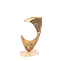 PTMD Bayle Gold casted alu statue on travertine base S - afbeelding 2
