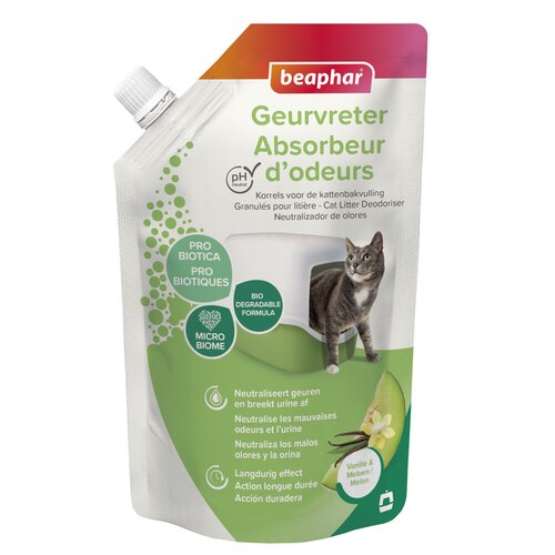 Beaphar Geurvreter kattenbakreiniging vanille&meloen 400g