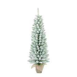 Black box trees Gerlos kerstboom met burlap groen frosted 222 TIPS - h150xd57cm