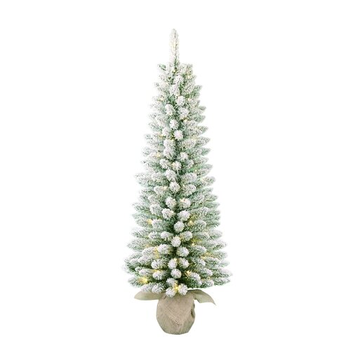 Black box trees Gerlos kerstboom met burlap groen frosted warm wit 80L 222 TIPS battery operated en 