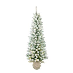 Black box trees Gerlos kerstboom met burlap groen frosted warm wit 80L 222 TIPS battery operated en 