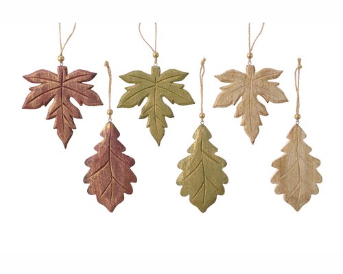 Blad hanger met houten kralen 6 assorti