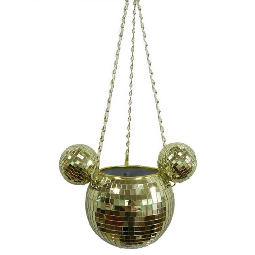 Bloempot hang disco mickey goud