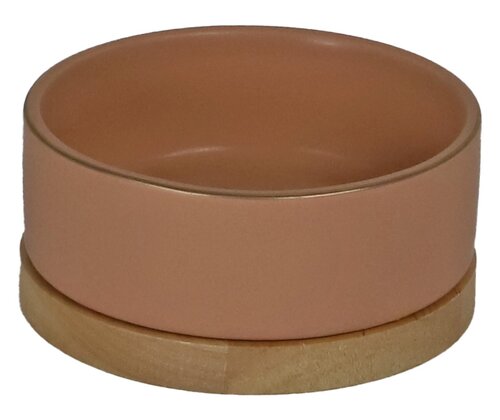 BOON EETBAK KERAMIEK/HOUT ZALM ROZE 13CM
