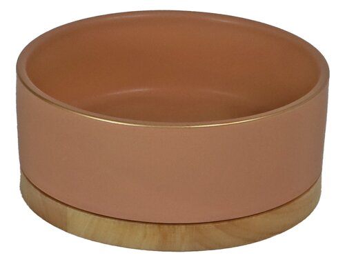 BOON EETBAK KERAMIEK/HOUT ZALM ROZE 16CM