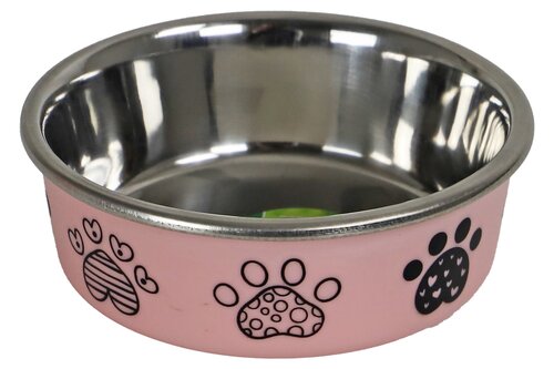 BOON EETBAK RVS PAWPRINT 11CM/290ML ROZE