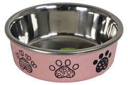BOON EETBAK RVS PAWPRINT 11CM/290ML ROZE