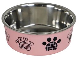 BOON EETBAK RVS PAWPRINT 13CM/540ML ROZE
