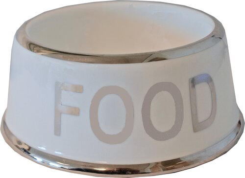 BOON EETBAK STEEN HOND FOOD WIT/ZILVER 18 CM
