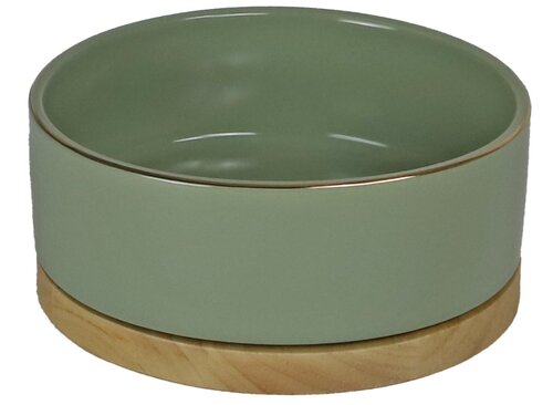Boon Eetbak steen +houten voet grn 16cm