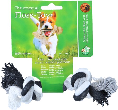 BOON HOND SPEELG. FLOSS TOY ZWART/WIT MINI
