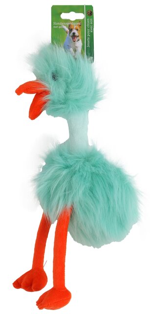BOON HOND SPEELG. FLUFFY BIRD BLAUW/ORANJE + PIEP 35CM