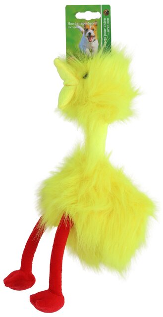 BOON HOND SPEELG. FLUFFY BIRD GEEL/ROOD + PIEP 35CM
