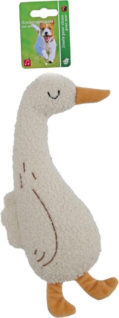 BOON HOND SPEELG. GANS TEDDYSTOF+PIEP+RITSEL WIT 28CM - afbeelding 1