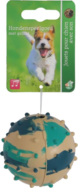 BOON HOND SPEELG. SPIKEBAL MASSIEF RUBBER MET BEL 6CM