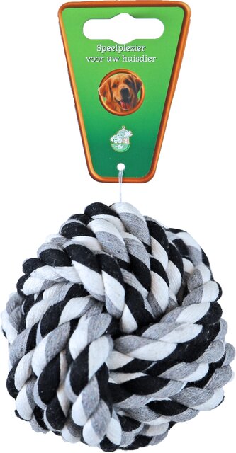 BOON HOND SPEELG. TOUWBAL KATOEN 10 CM ZWART/WIT