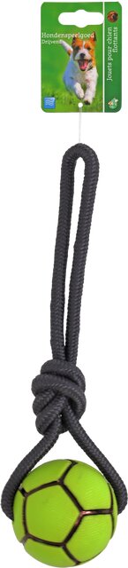 BOON HOND SPEELG. VOETBAL TPR GROEN 8CM MET TOUWLUS