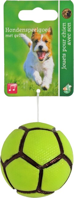 BOON HOND SPEELG. VOETBAL TPR MET PIEP GROEN 6CM