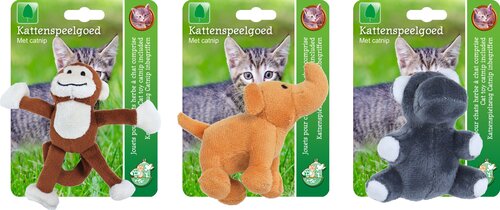 BOON KAT SPEELG. AAP/NIJLPAARD/OLIFANT PLUCHE 8-12CM ASS