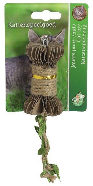 BOON KAT SPEELG. KLOS KARTON MET TOUW EN BEL 17CM