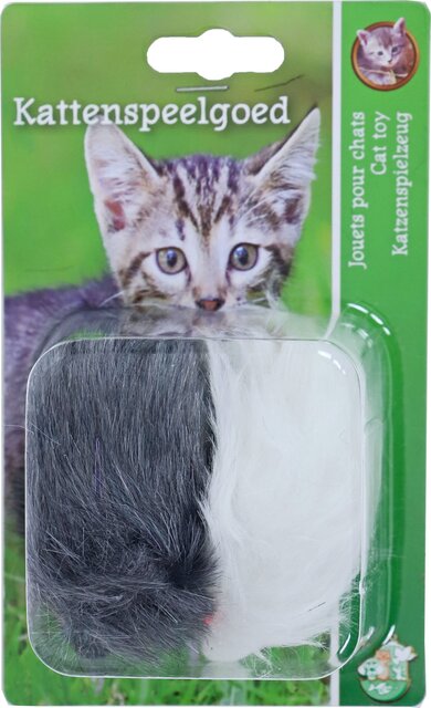 BOON KAT SPEELG. MUIS BONT GRIJS/WIT 7.5 CM PAK A 2 STUKS