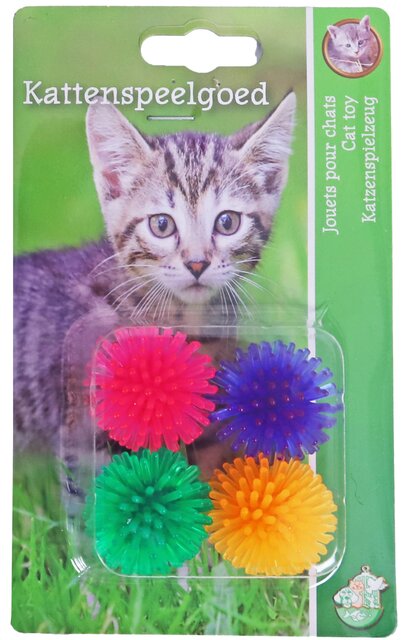 BOON KAT SPEELG. PRIKKELBAL ASSORTIE 3CM PAK A 4 STUKS
