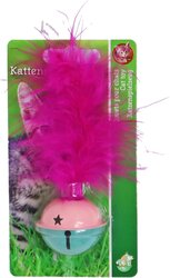 BOON KAT SPEELG. RAMMELBAL 3,5CM METAAL+VEREN GROEN/ROZE
