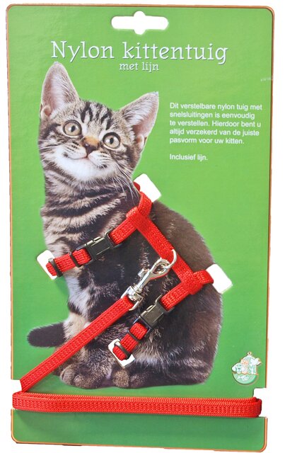 BOON KITTENTUIG NYLON MET LIJN ROOD