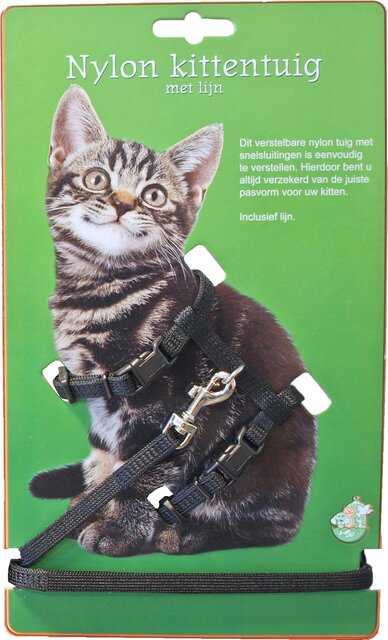 BOON KITTENTUIG NYLON MET LIJN ZWART