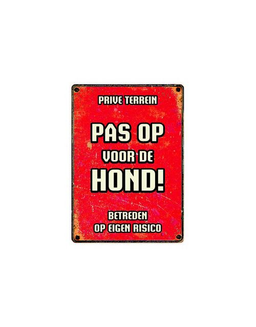 Bord Blik Rood Pas Op vd Hond