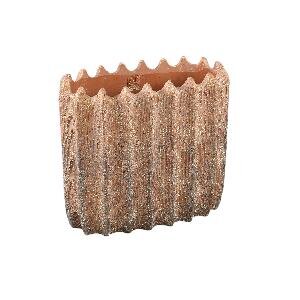 PTMD Brigett Copper cement pot ribbed oval L
