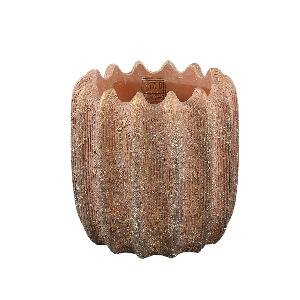 PTMD Brigett Copper cement pot ribbed round XL