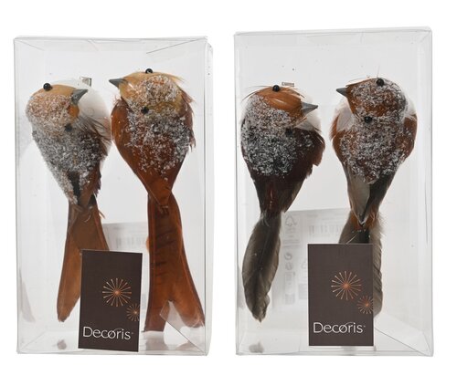 Decoris Vogel foam frosted head op clip 4ass