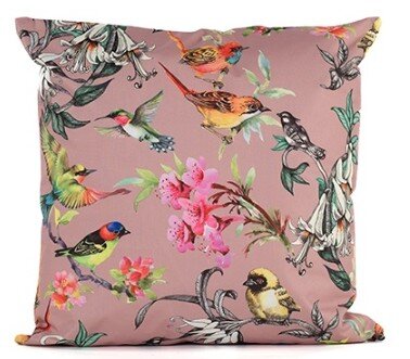 Buitenkussen 45x45cm vogels roze