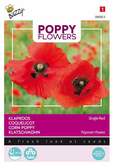 Buzzy® Poppy Flowers, Klaproos Rhoeas Rood - afbeelding 1