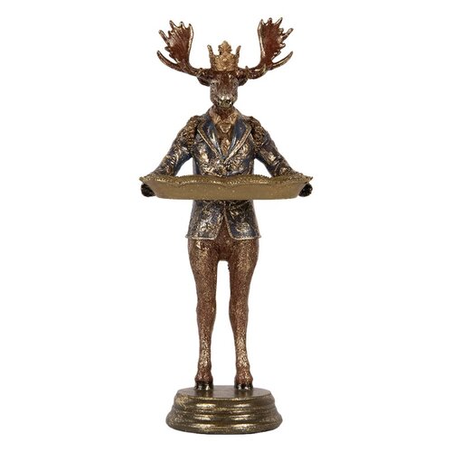 C&E Decoratie rendier met schaal 16x15x36 cm