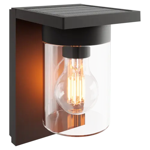 CALEX Asti Outdoor Rechargeable Solar Wandlamp SMD 1.6W 150LM 2700K Zwart