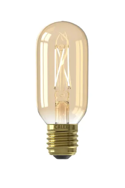 Calex Buis T45 Goud Straight filament 220-240V 3.5W 250lm 2100K E27 Dimbaar met LED dimmer