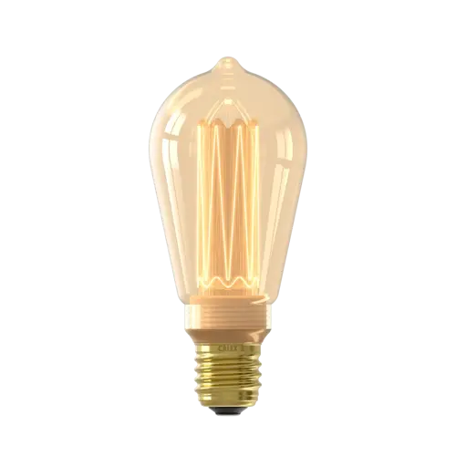 Calex LED Glasfiber Rustiek ST64 Goud SMD 220-240V 3.5W 120lm 1800K E27 Dimbaar met LED dimmer
