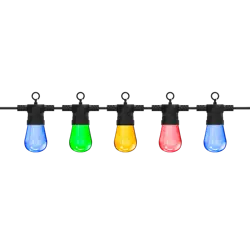 Calex lichtsnoer 220-240V 10 lampen (ST45) RGB 3.6W snoer 10mtr met afstandsbediening