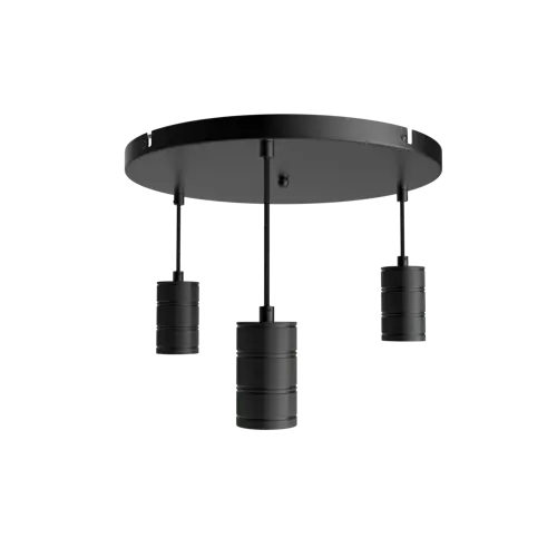 Calex Retro hanglamp met Plafondplaat dia 400mm, zwarte fitting 3xE27 (2 meter snoer)