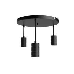 Calex Retro hanglamp met Plafondplaat dia 400mm, zwarte fitting 3xE27 (2 meter snoer)