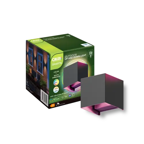 Calex Smart Outdoor Square Wall Light RGB+CCT (2700-6500K) Bluetooth Mesh